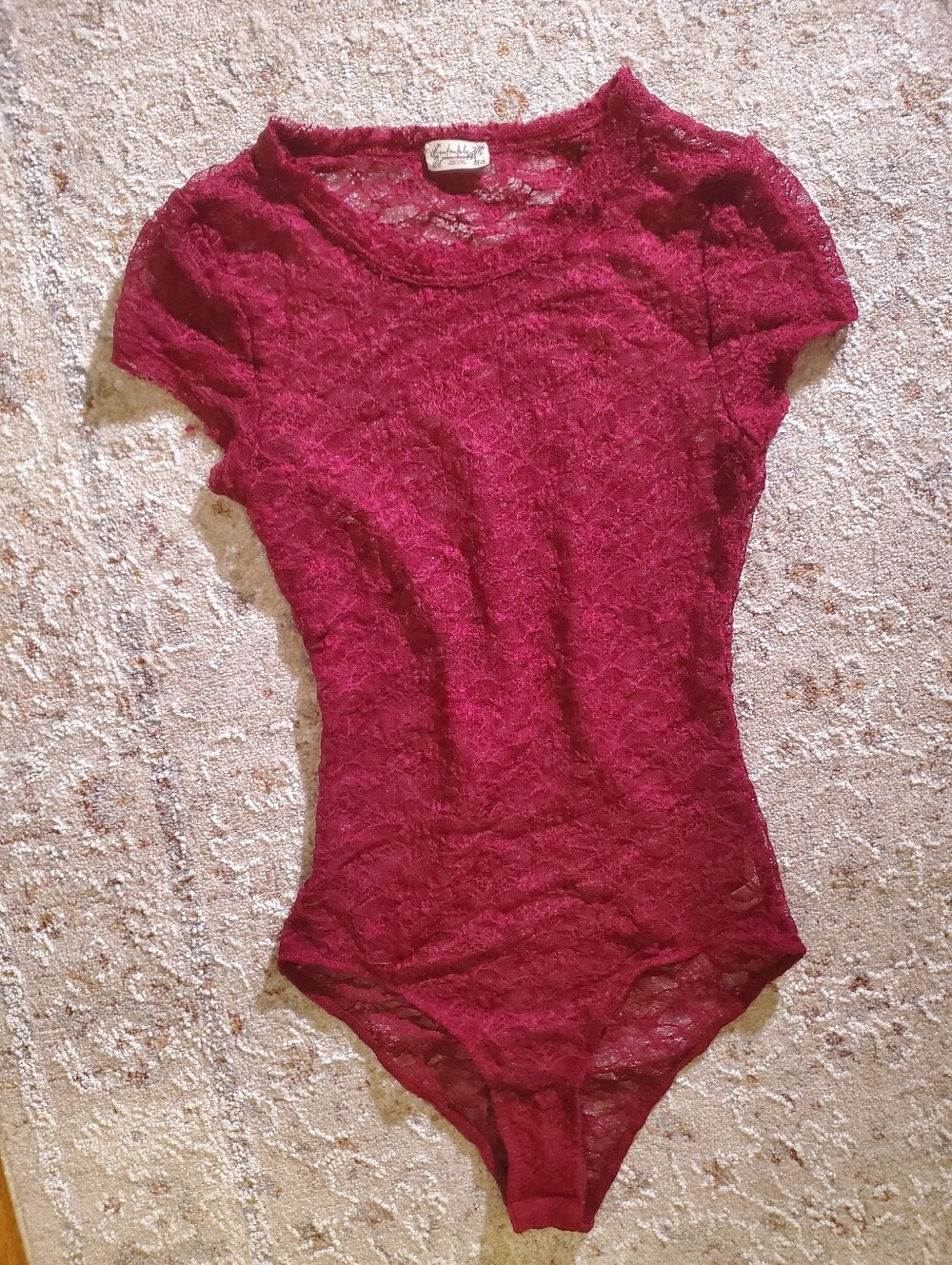 Sheer Lace - Bodysuit in Wine Red